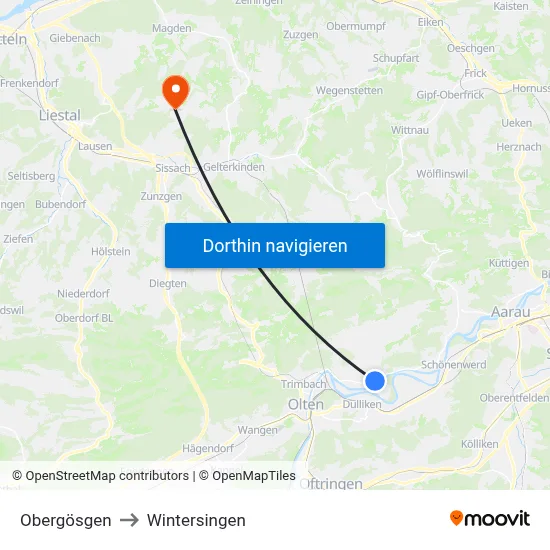 Obergösgen to Wintersingen map