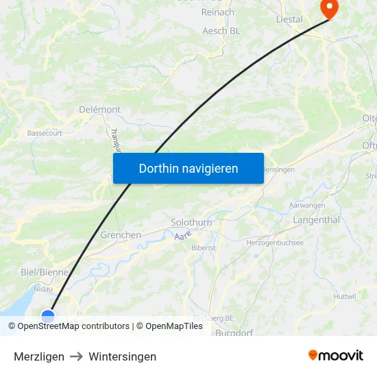 Merzligen to Wintersingen map