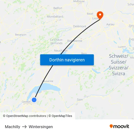 Machilly to Wintersingen map