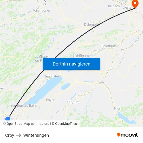 Croy to Wintersingen map