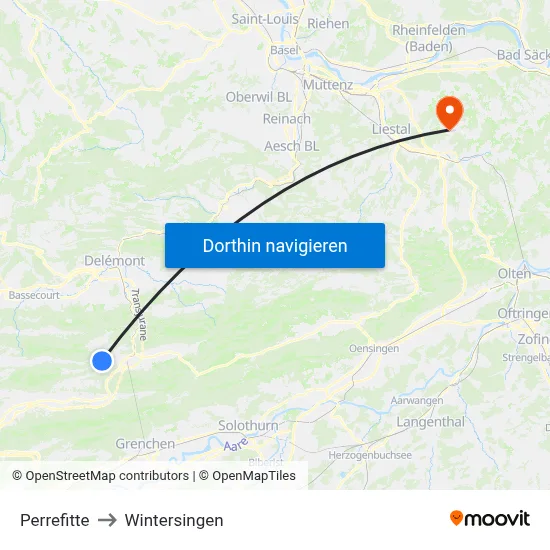 Perrefitte to Wintersingen map