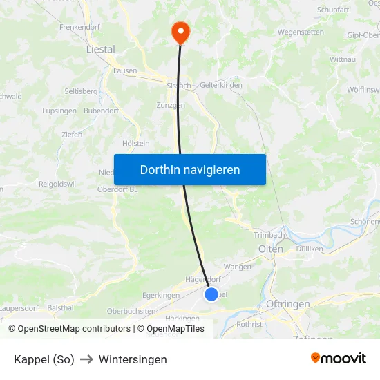 Kappel (So) to Wintersingen map