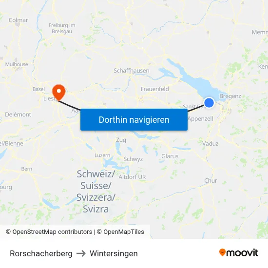 Rorschacherberg to Wintersingen map