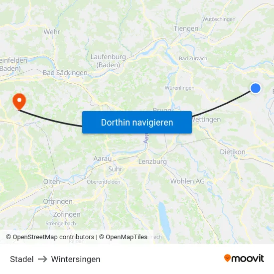Stadel to Wintersingen map