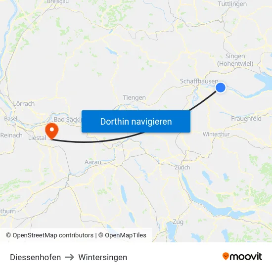 Diessenhofen to Wintersingen map