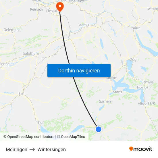 Meiringen to Wintersingen map