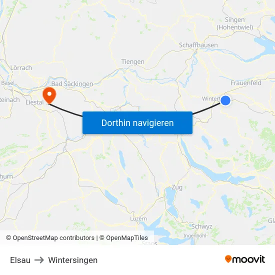 Elsau to Wintersingen map