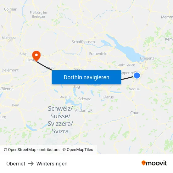 Oberriet to Wintersingen map