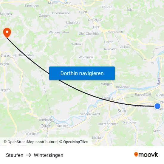 Staufen to Wintersingen map