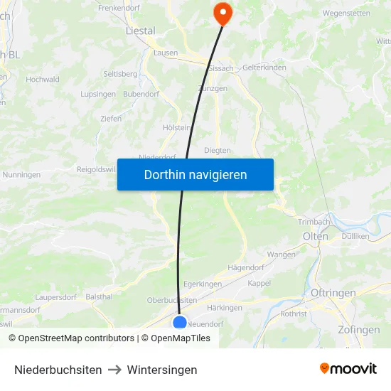 Niederbuchsiten to Wintersingen map