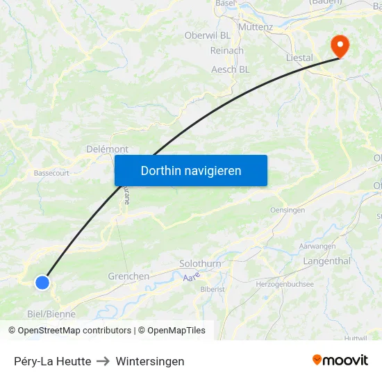 Péry-La Heutte to Wintersingen map