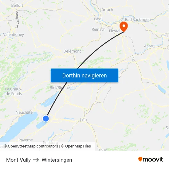 Mont-Vully to Wintersingen map