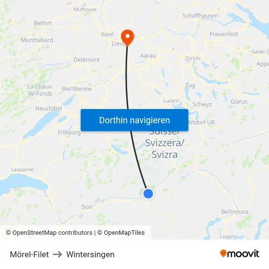 Mörel-Filet to Wintersingen map