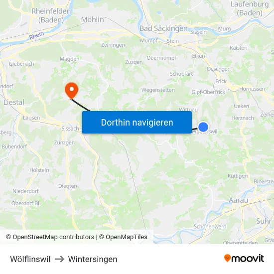 Wölflinswil to Wintersingen map