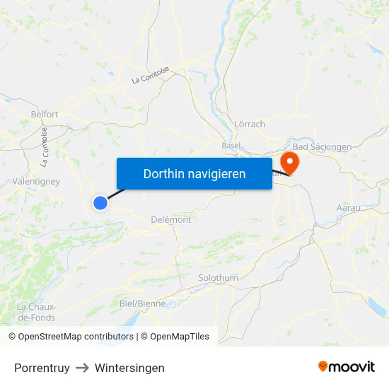 Porrentruy to Wintersingen map