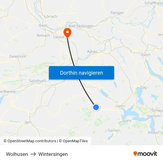 Wolhusen to Wintersingen map