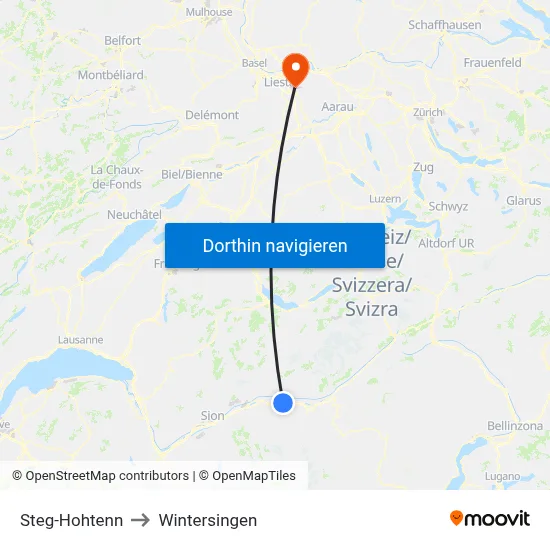 Steg-Hohtenn to Wintersingen map