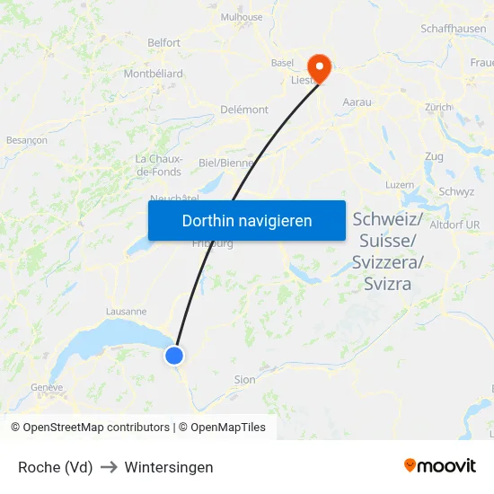 Roche (Vd) to Wintersingen map