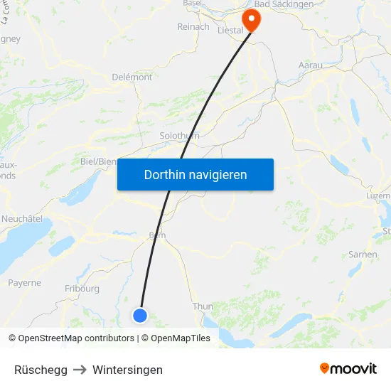 Rüschegg to Wintersingen map