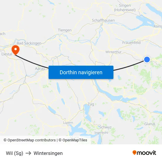 Wil (Sg) to Wintersingen map