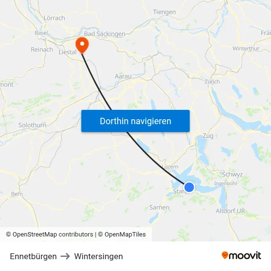 Ennetbürgen to Wintersingen map
