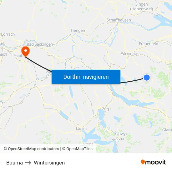 Bauma to Wintersingen map
