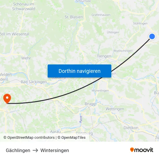 Gächlingen to Wintersingen map