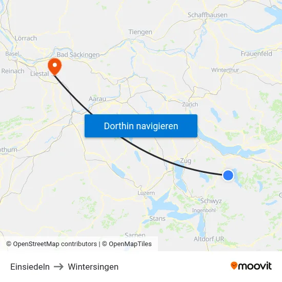 Einsiedeln to Wintersingen map