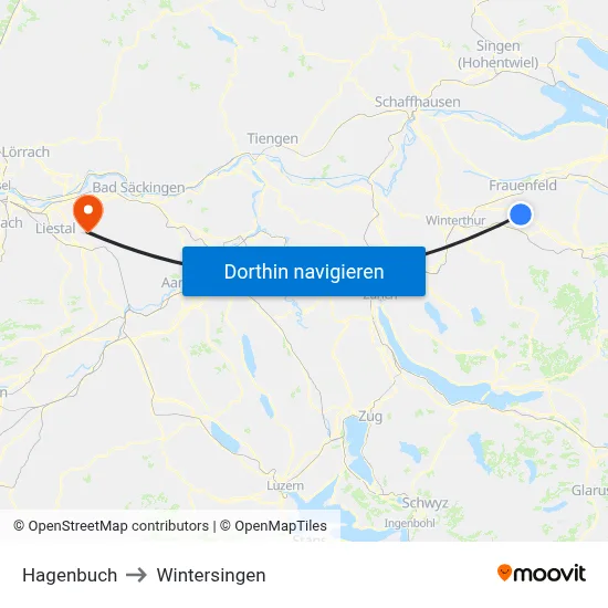 Hagenbuch to Wintersingen map