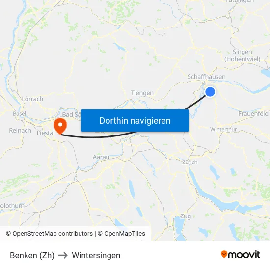 Benken (Zh) to Wintersingen map