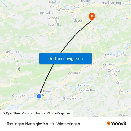 Lüsslingen-Nennigkofen to Wintersingen map