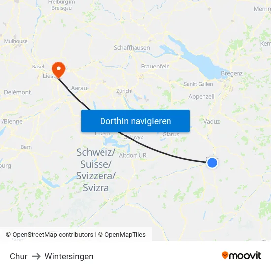 Chur to Wintersingen map