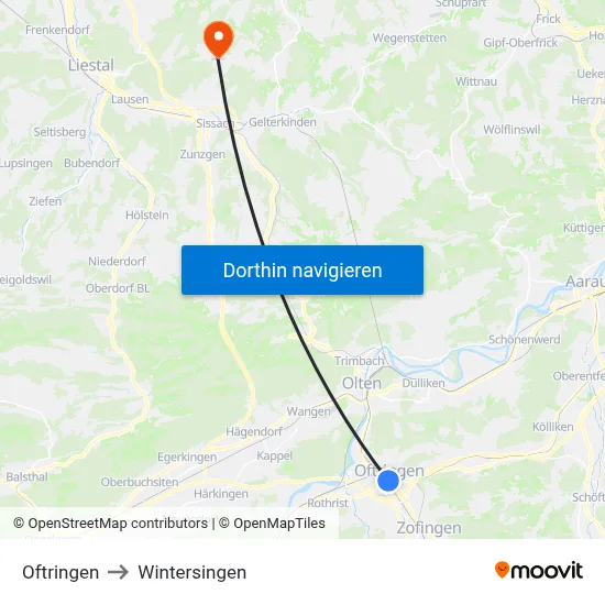 Oftringen to Wintersingen map