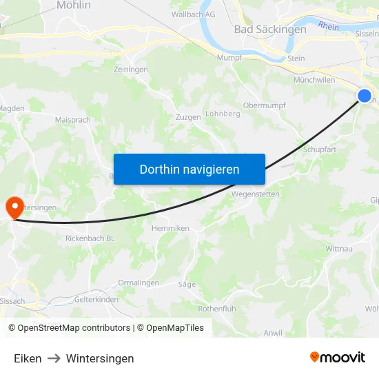 Eiken to Wintersingen map