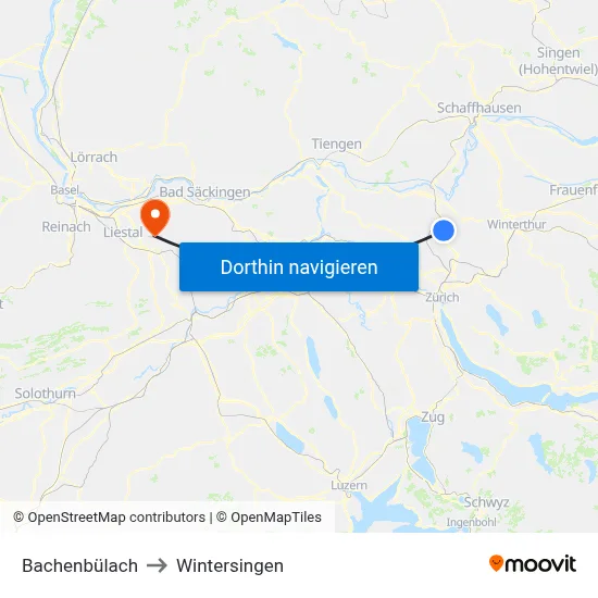 Bachenbülach to Wintersingen map