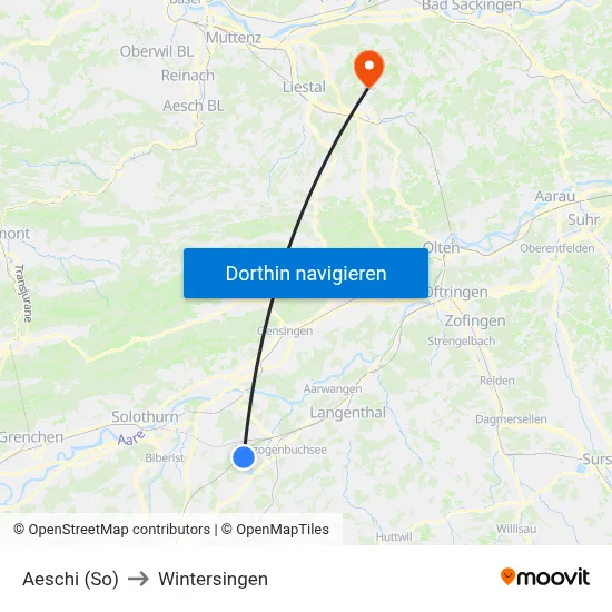 Aeschi (So) to Wintersingen map