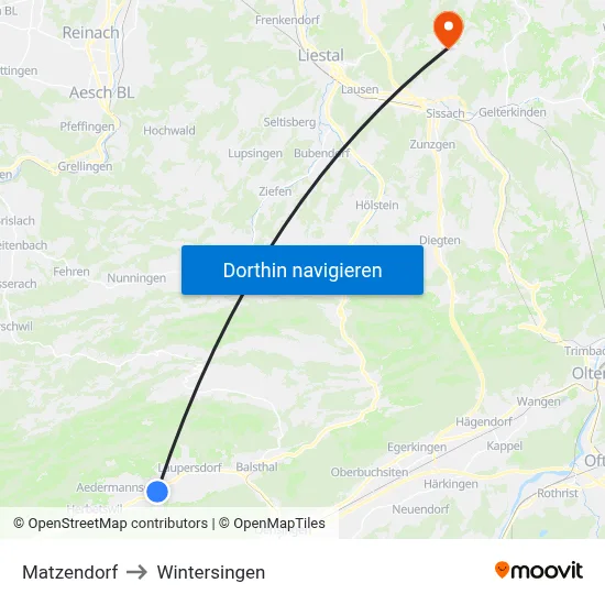Matzendorf to Wintersingen map