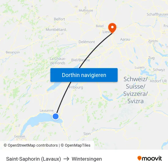 Saint-Saphorin (Lavaux) to Wintersingen map