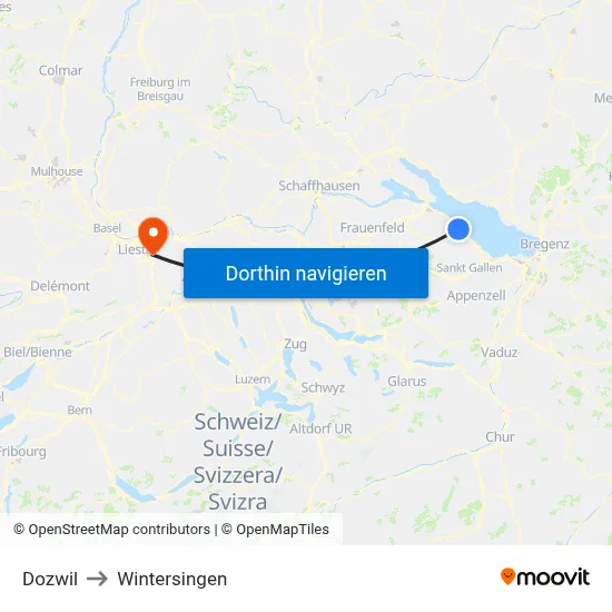 Dozwil to Wintersingen map