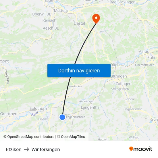Etziken to Wintersingen map