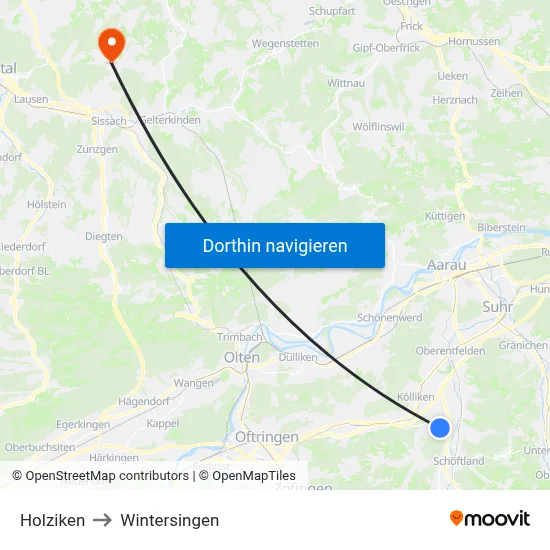 Holziken to Wintersingen map