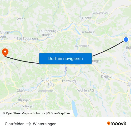 Glattfelden to Wintersingen map