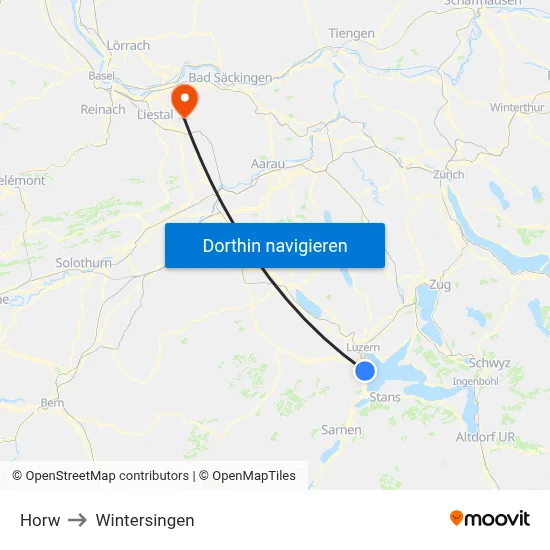 Horw to Wintersingen map