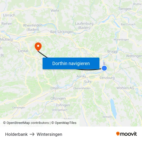 Holderbank to Wintersingen map
