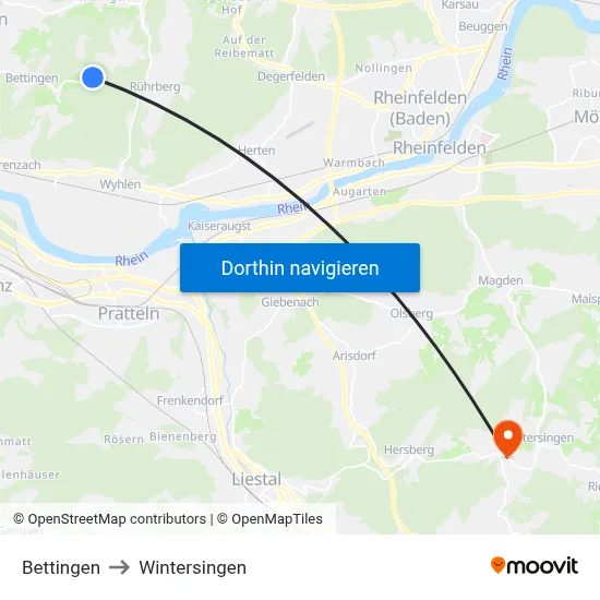 Bettingen to Wintersingen map