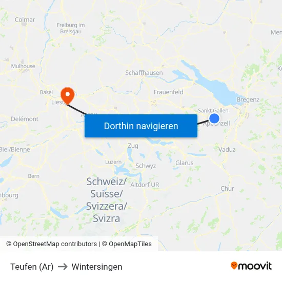 Teufen (Ar) to Wintersingen map