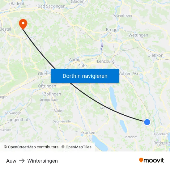 Auw to Wintersingen map