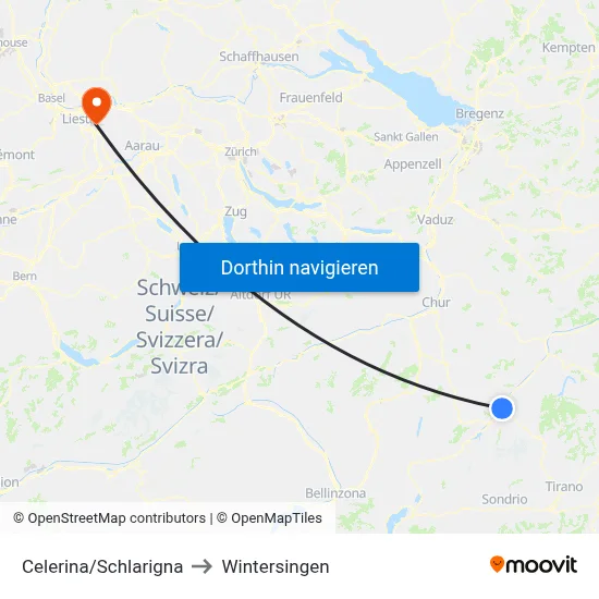 Celerina/Schlarigna to Wintersingen map