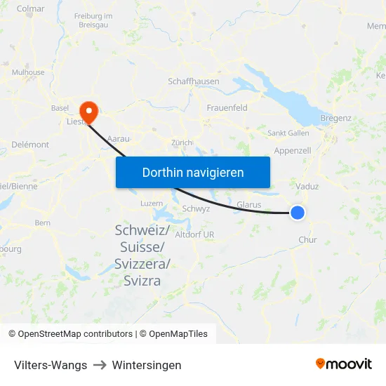 Vilters-Wangs to Wintersingen map