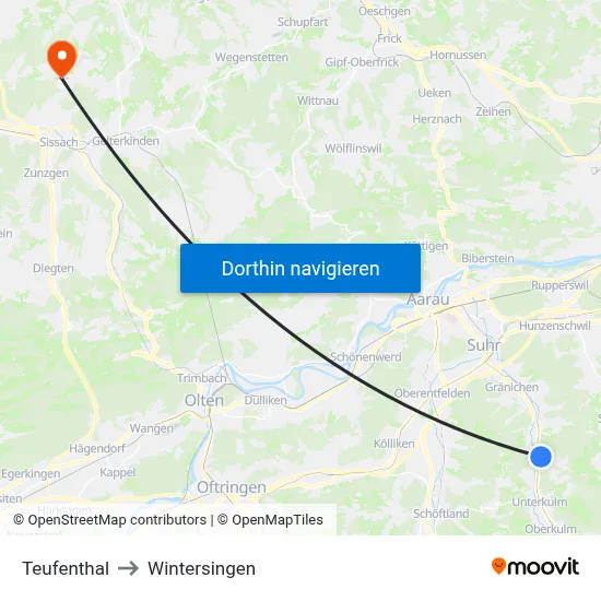 Teufenthal to Wintersingen map